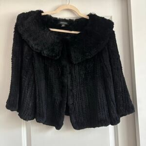 EUC Ideology Women’s 100% Rabbit Fur Black Coat Sz M Mob Wife